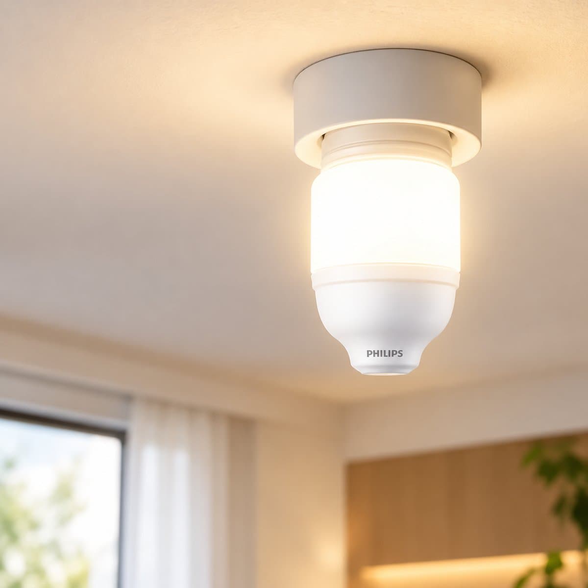 Bóng LED Bright Philips đã lắp đặt, đang chiếu sáng