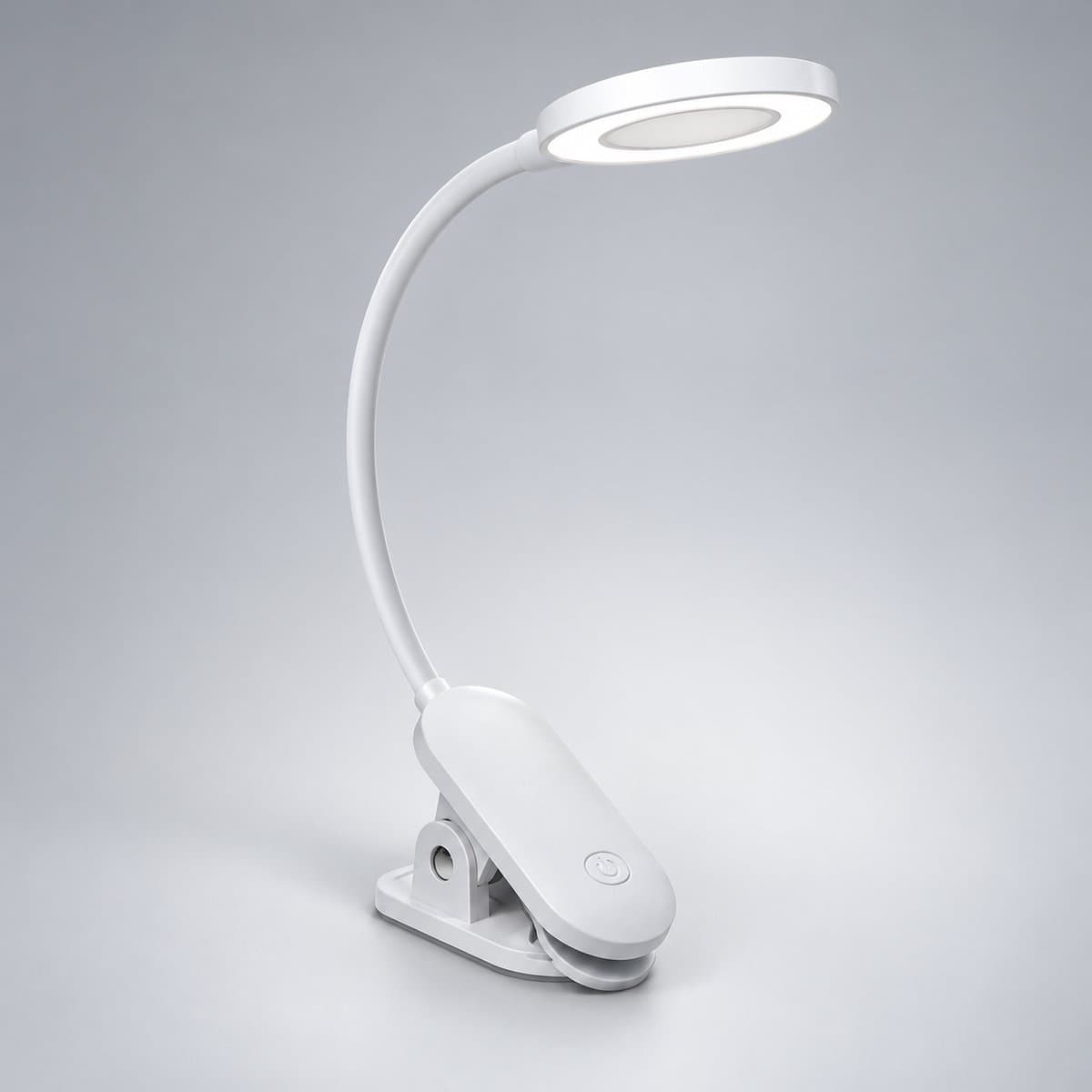 Đèn bàn kẹp LED Forys DSK206 Philips chụp góc nghiêng 3/4, thấy rõ thân và cạnh bên