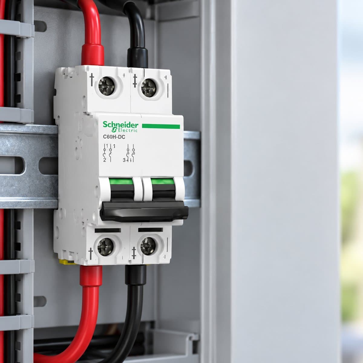Cầu dao tự động Acti9 - C60H DC Schneider đã lắp đặt trong nhà