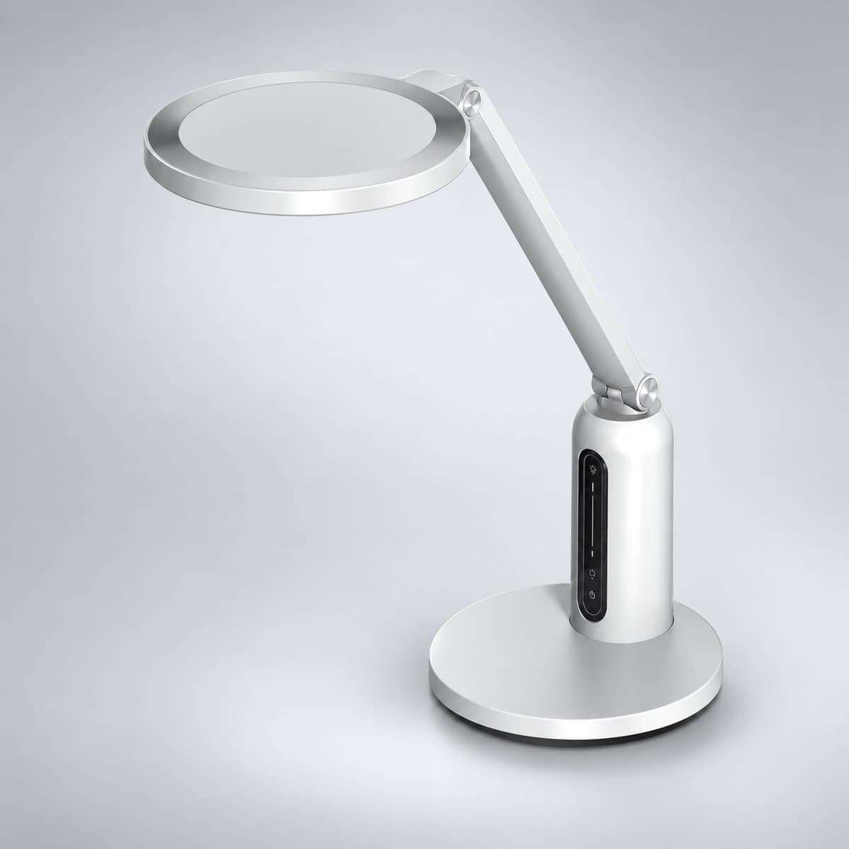 Đèn bàn LED Einstein Eco DSK605 Philips chụp góc nghiêng 3/4, thấy rõ thân và cạnh bên