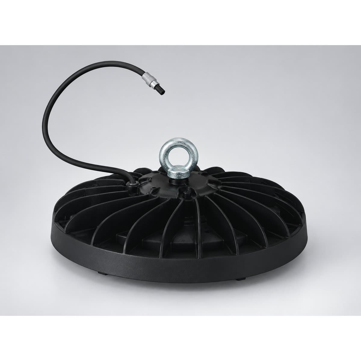 Đèn highbay nhà xưởng Panasonic chụp góc nghiêng 3/4, thấy rõ thân và cạnh bên