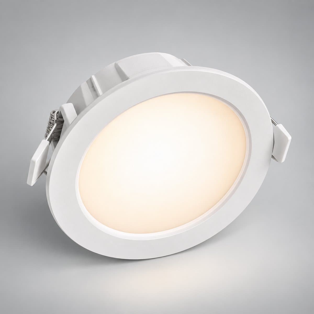 Đèn âm trần thông minh WiZ Tunable White chụp góc nghiêng 3/4, thấy rõ thân và cạnh bên
