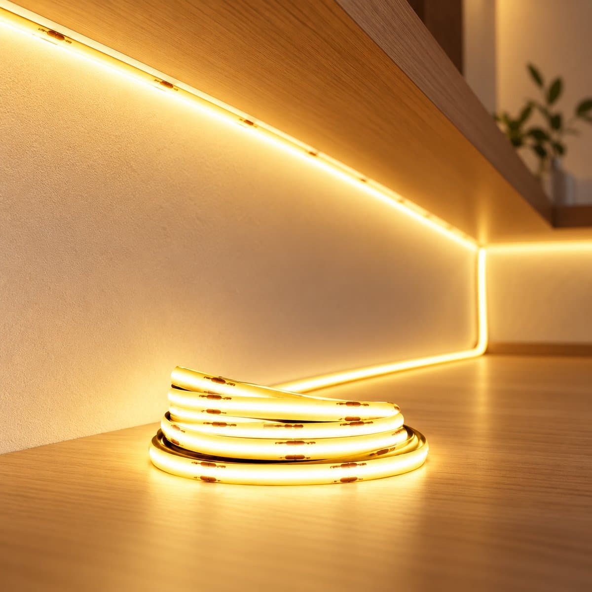Đèn LED dây COB 24V ELS161 EcoLink đã lắp đặt, đang chiếu sáng