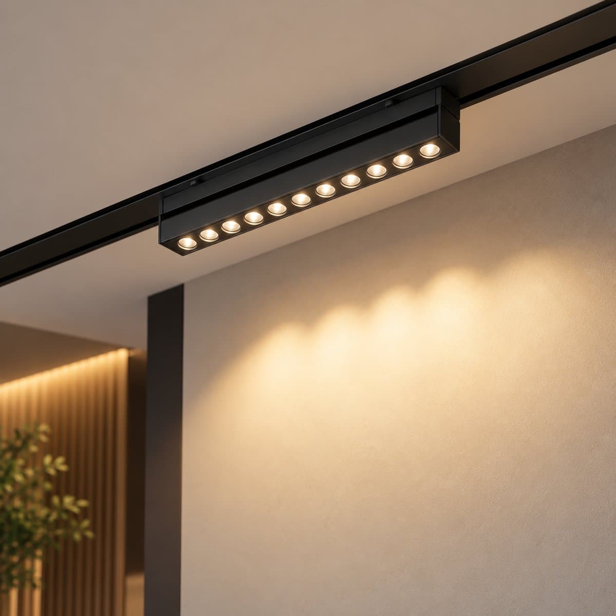 Đèn ray nam châm Trackline Adjustable Linear Spotlight Philips đã lắp đặt, đang chiếu sáng