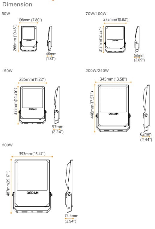 Đèn Floodlight SIMPLITZ V3-Thường Osram/Traxon · floodlight · 70W–300W · 4 mức CCT — góc chéo 3/4