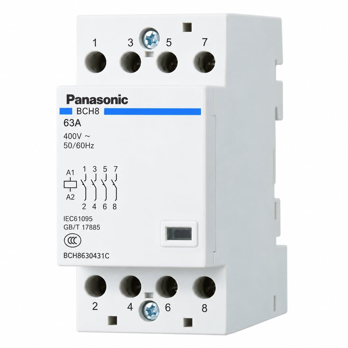 Thiết bị chống sét SPD, khởi động từ DIN, tủ điện âm tường Panasonic trên nền trắng, ảnh sản phẩm chính diện