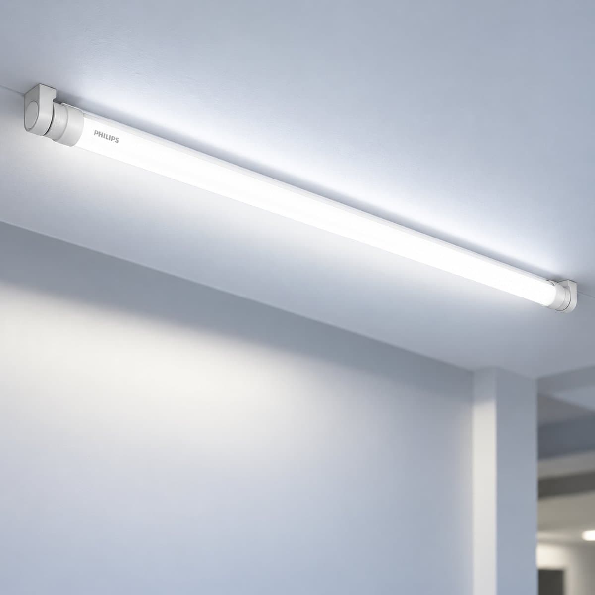 Bóng LED Tuýp DE T8 hai đầu Philips đã lắp đặt, đang chiếu sáng