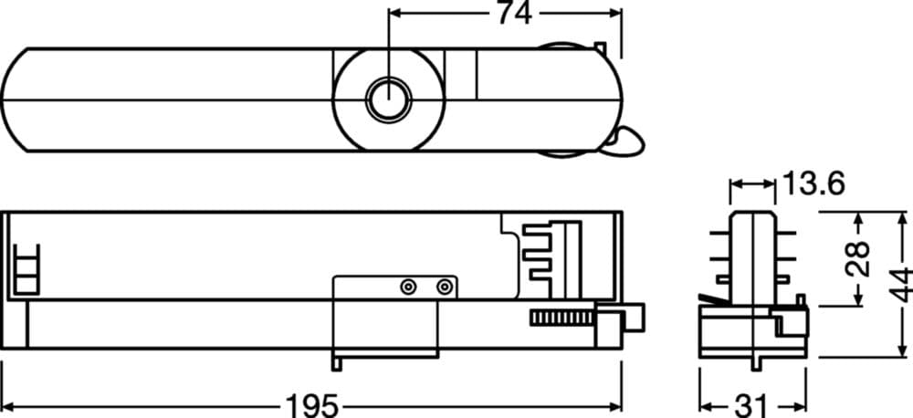Driver LED dòng điện không đổi tích hợp Casambi — Chuyên dụng cho đèn ray Osram/Inventronics · driver · 2,7–40W — góc chéo 3