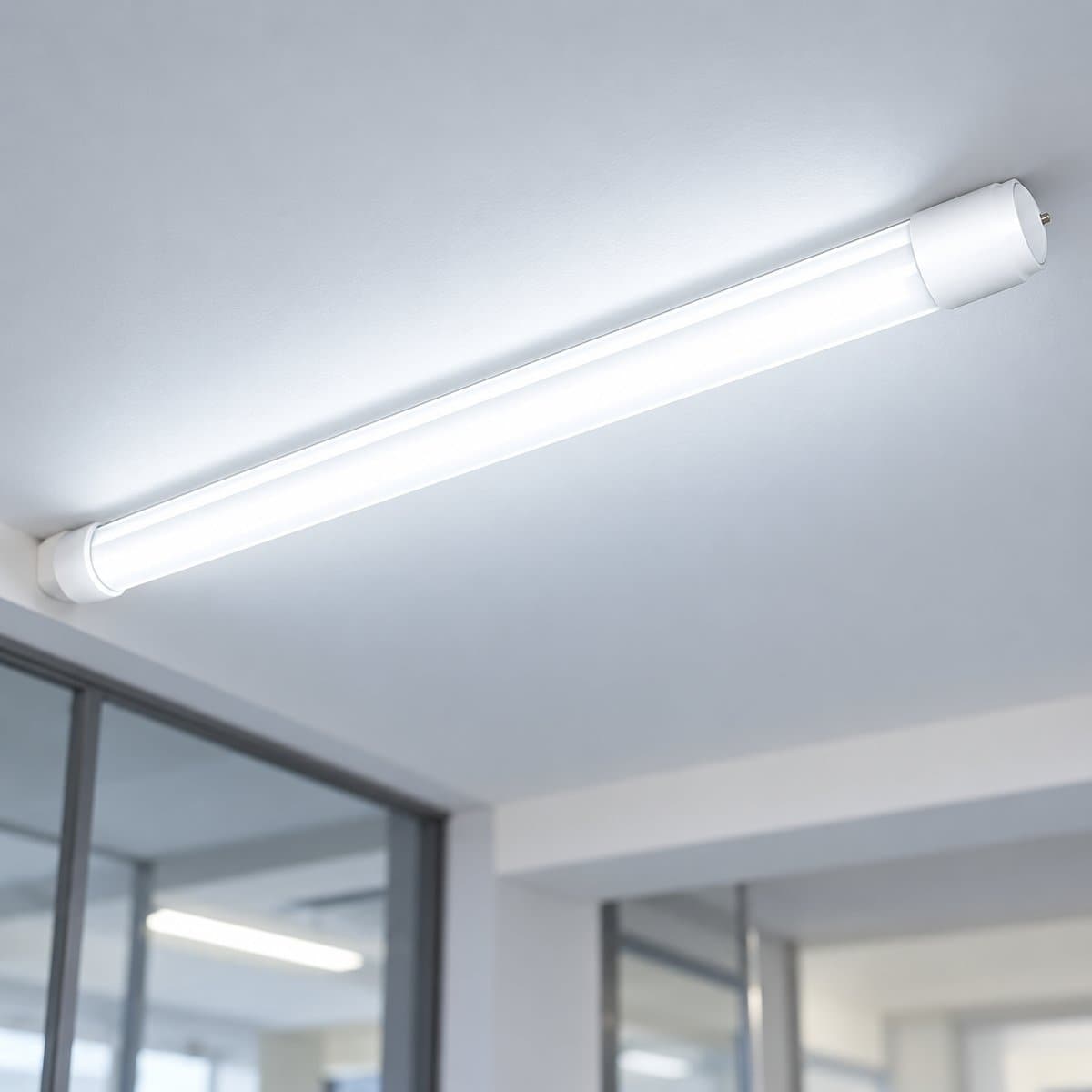 Đèn tuýp LED T8 Panasonic đã lắp đặt, đang chiếu sáng