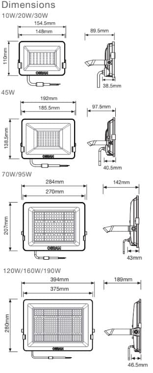 Đèn Floodlight LEDCOMFO® V3.1 Osram/Traxon · floodlight · 10W–190W · 3 mức CCT — góc chéo 3/4