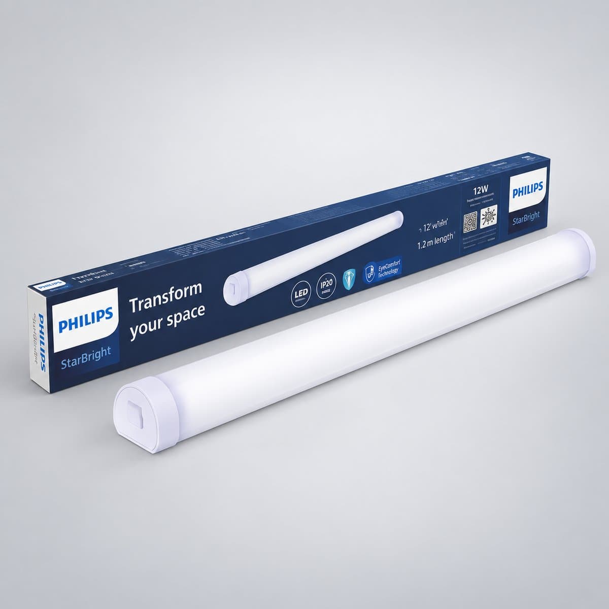 Đèn bán nguyệt LED StarBright Philips chụp góc nghiêng 3/4, thấy rõ thân và cạnh bên