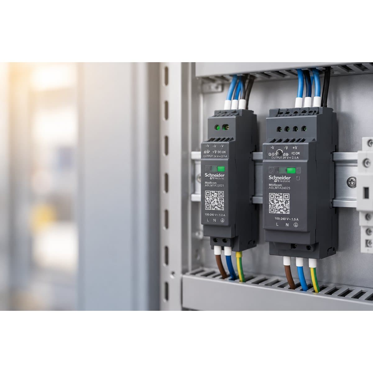 Bộ nguồn dạng mô-đun Modicon Schneider đã lắp đặt trong nhà