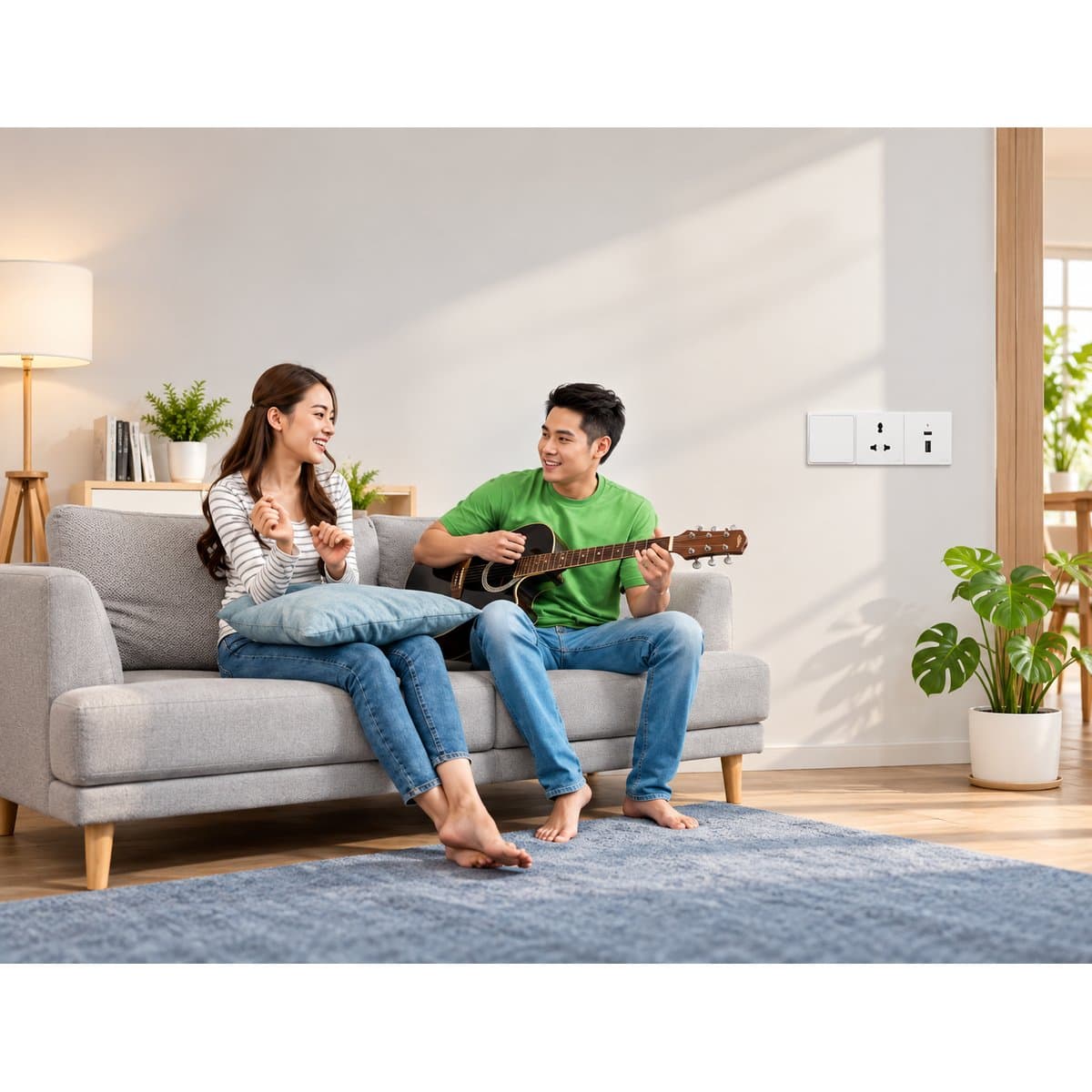 Dòng công tắc ổ cắm AvatarOn A Schneider đã lắp đặt trong nhà