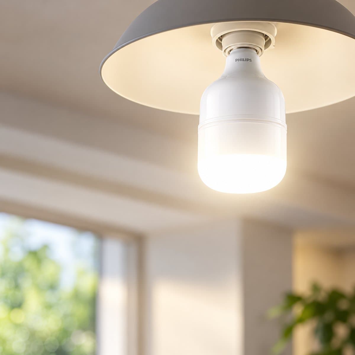 Bóng LED trụ TForce Essential Philips đã lắp đặt, đang chiếu sáng