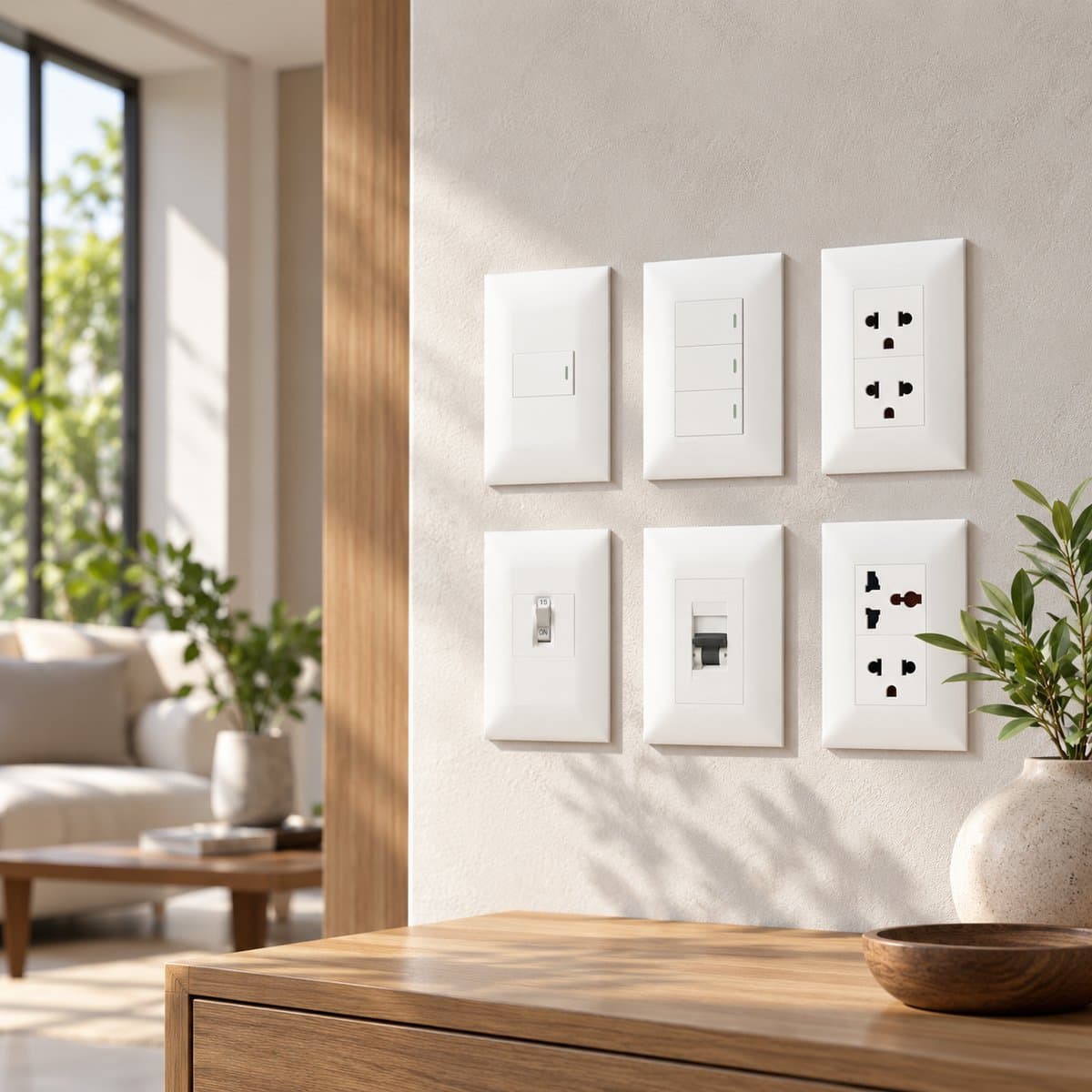 Dòng công tắc ổ cắm Rivia Legrand đã lắp đặt trong nhà