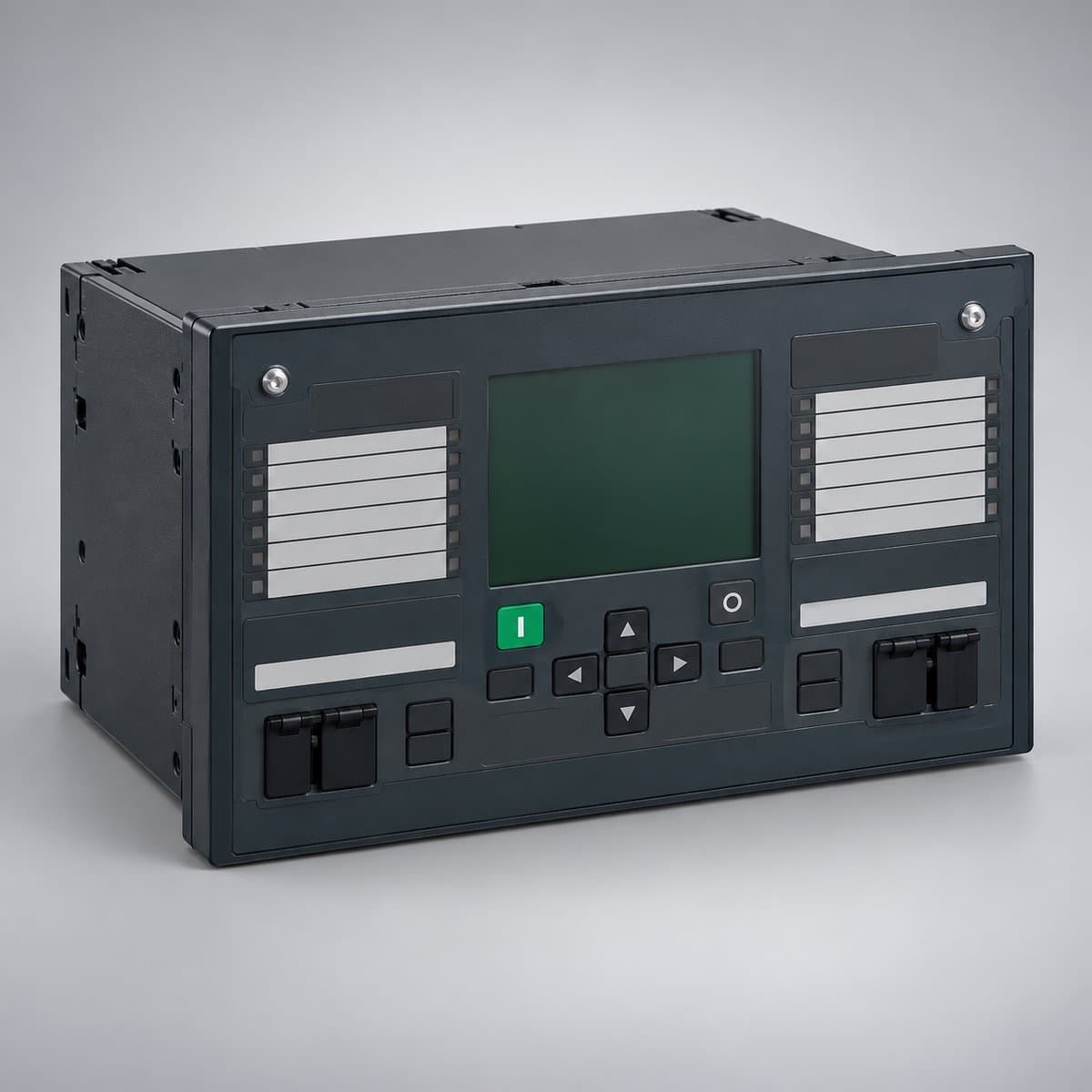 Rơ le bảo vệ PowerLogic Easergy Schneider chụp góc nghiêng 3/4, thấy rõ mặt và cạnh bên
