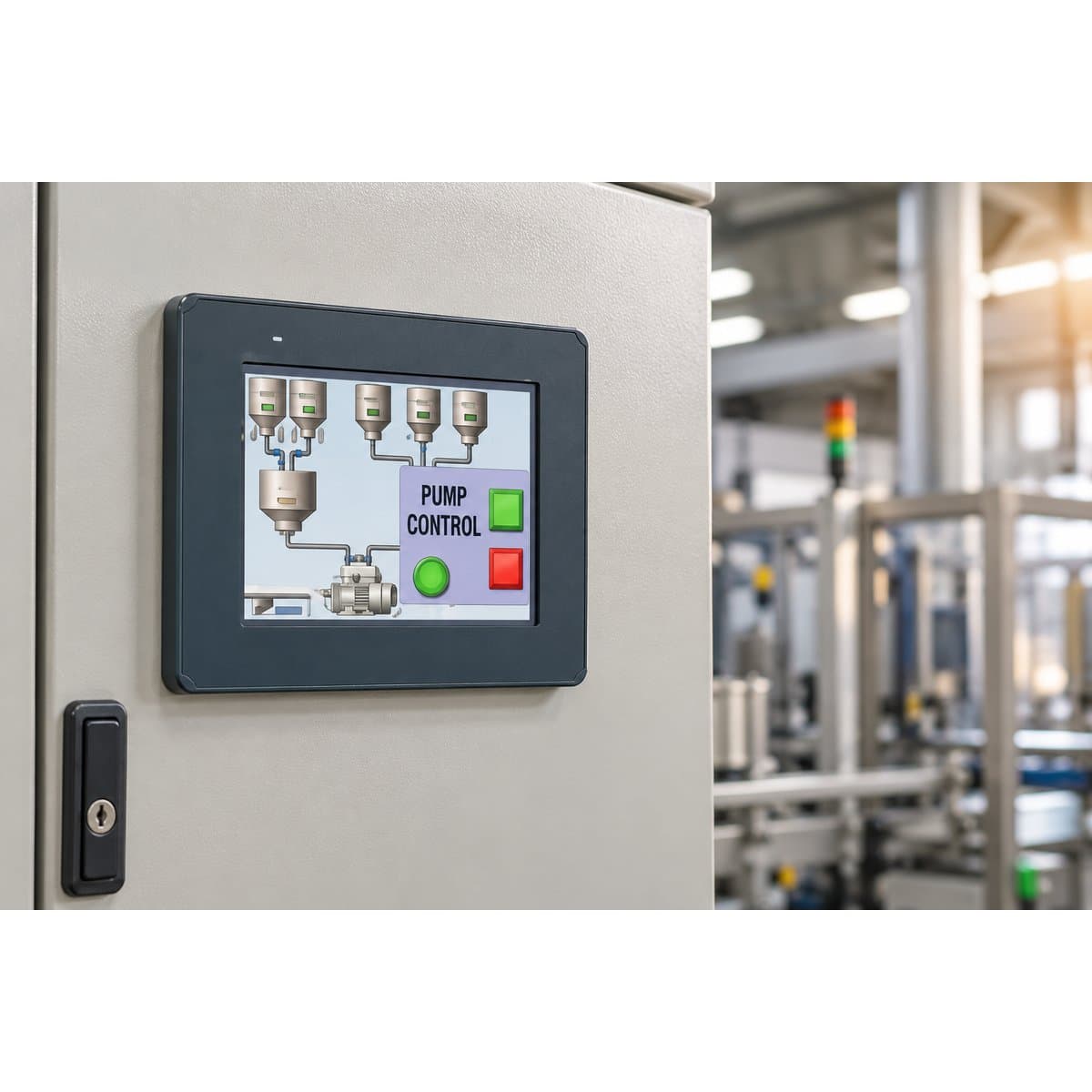 Màn hình HMI Harmony GTU Schneider đã lắp đặt trong nhà