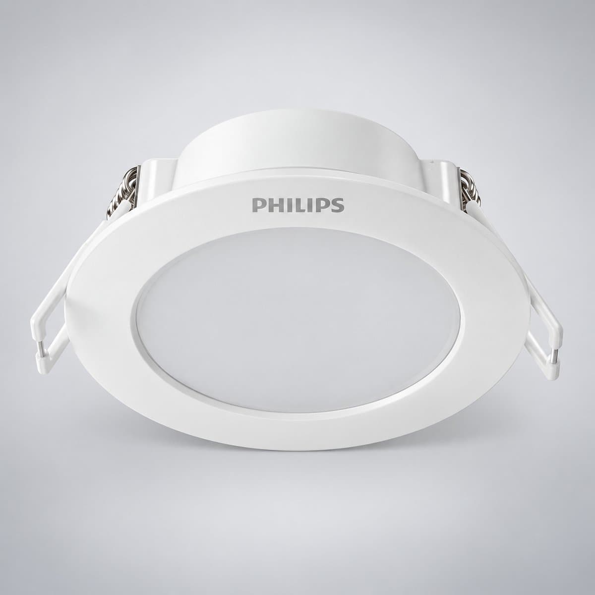 Đèn LED âm trần Eridani Philips chụp góc nghiêng 3/4, thấy rõ thân và cạnh bên