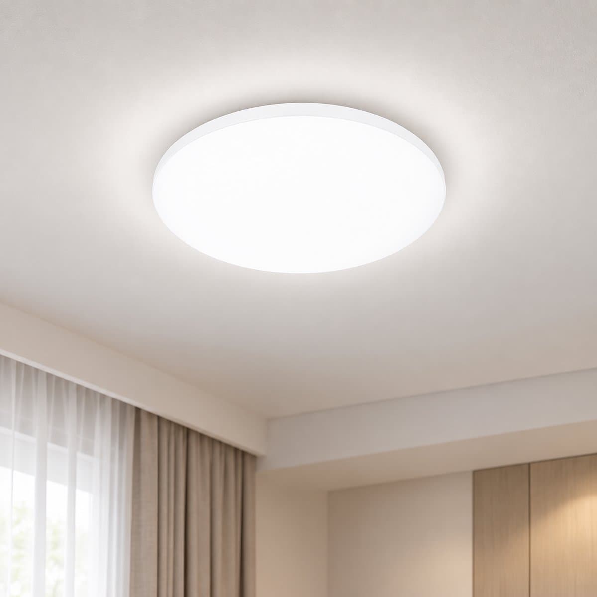 Đèn LED ốp trần CL200 EcoLink đã lắp đặt, đang chiếu sáng