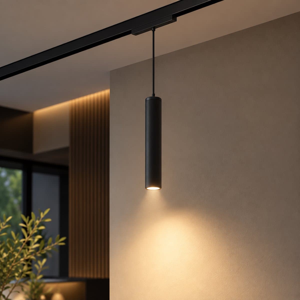 Đèn thả ray nam châm Trackline Suspend Philips đã lắp đặt, đang chiếu sáng