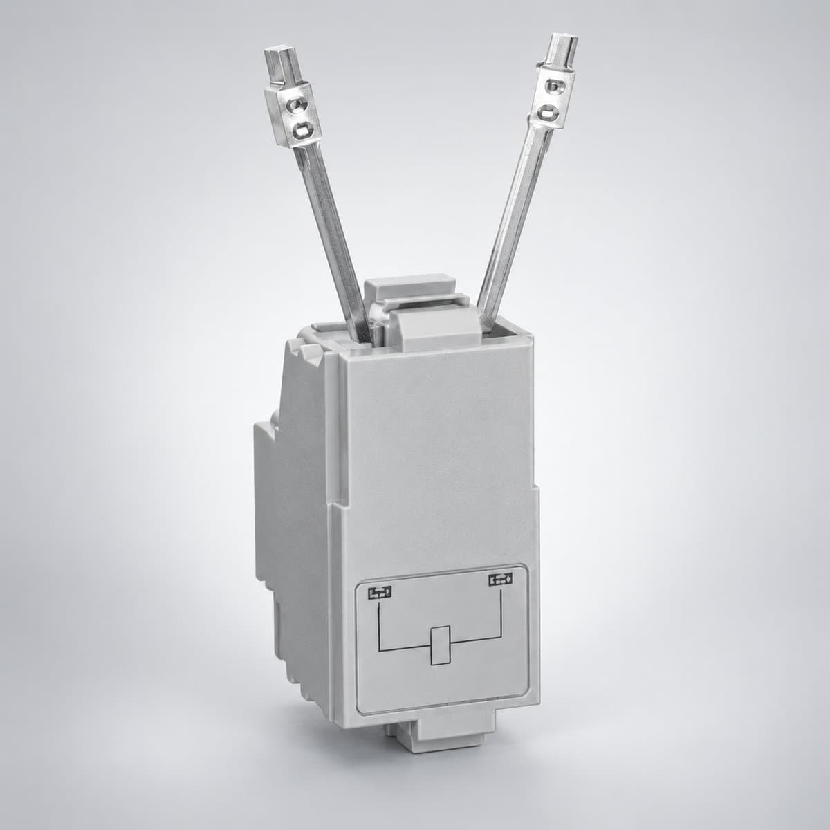 Phụ kiện MCCB EasyPact EZC100 Schneider chụp góc nghiêng 3/4, thấy rõ mặt và cạnh bên