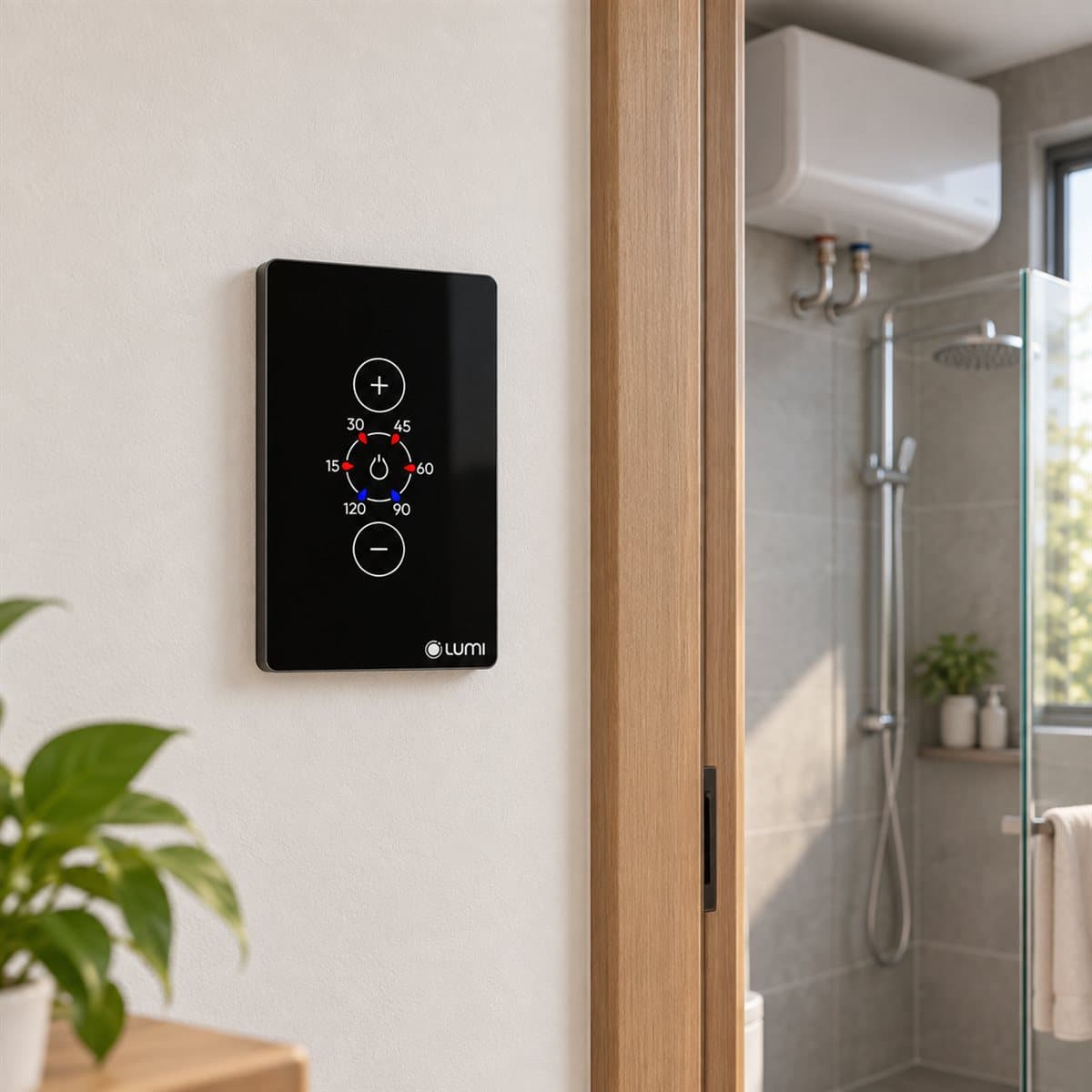 Công tắc bình nóng lạnh WiFi đã lắp đặt trong nhà