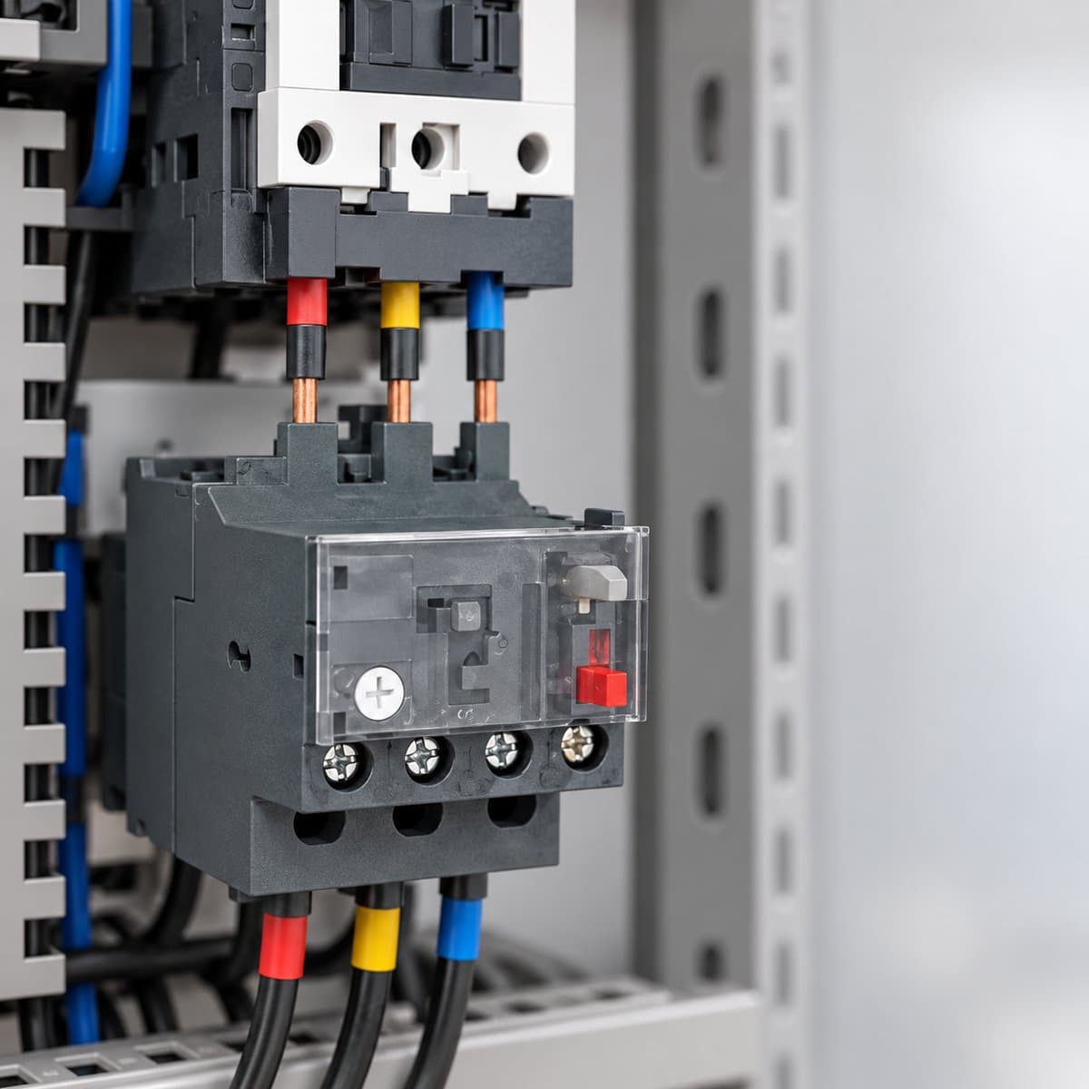 Rơ le nhiệt EasyPact TVS LRE Schneider đã lắp đặt trong nhà