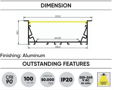 Đèn LED Linear Downlight HKD · led thanh · 36W–54W · 6000K — ảnh trong bối cảnh sử dụng