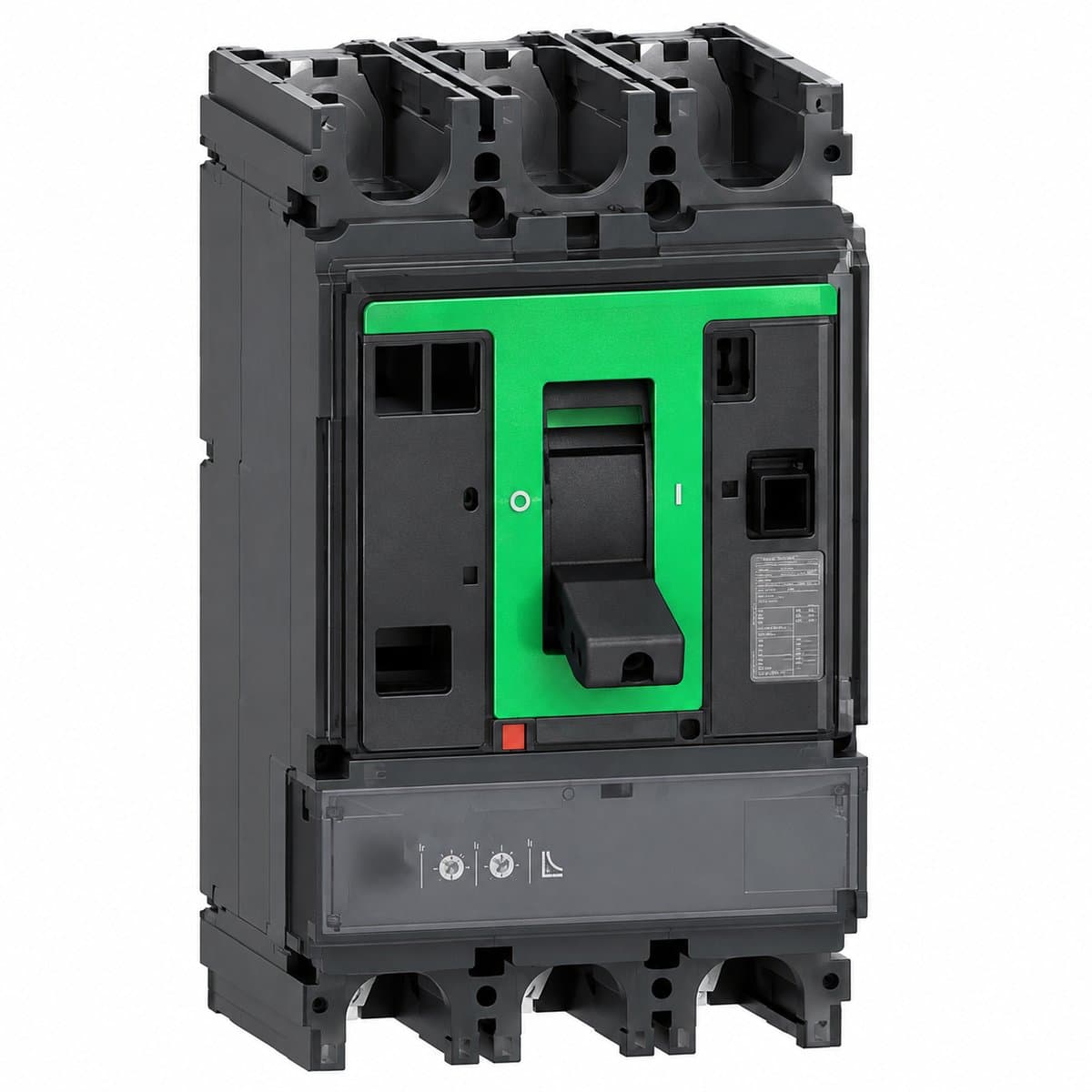 MCCB ComPacT NSX B/F loại cố định Schneider trên nền trắng, ảnh sản phẩm chính diện