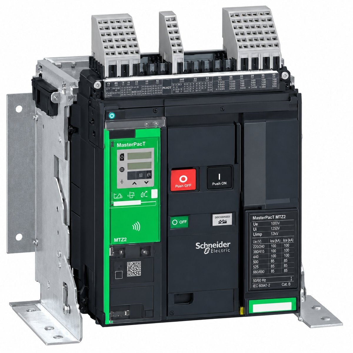 ACB MasterPacT MTZ2 và MTZ3 800-6300A Schneider trên nền trắng, ảnh sản phẩm chính diện