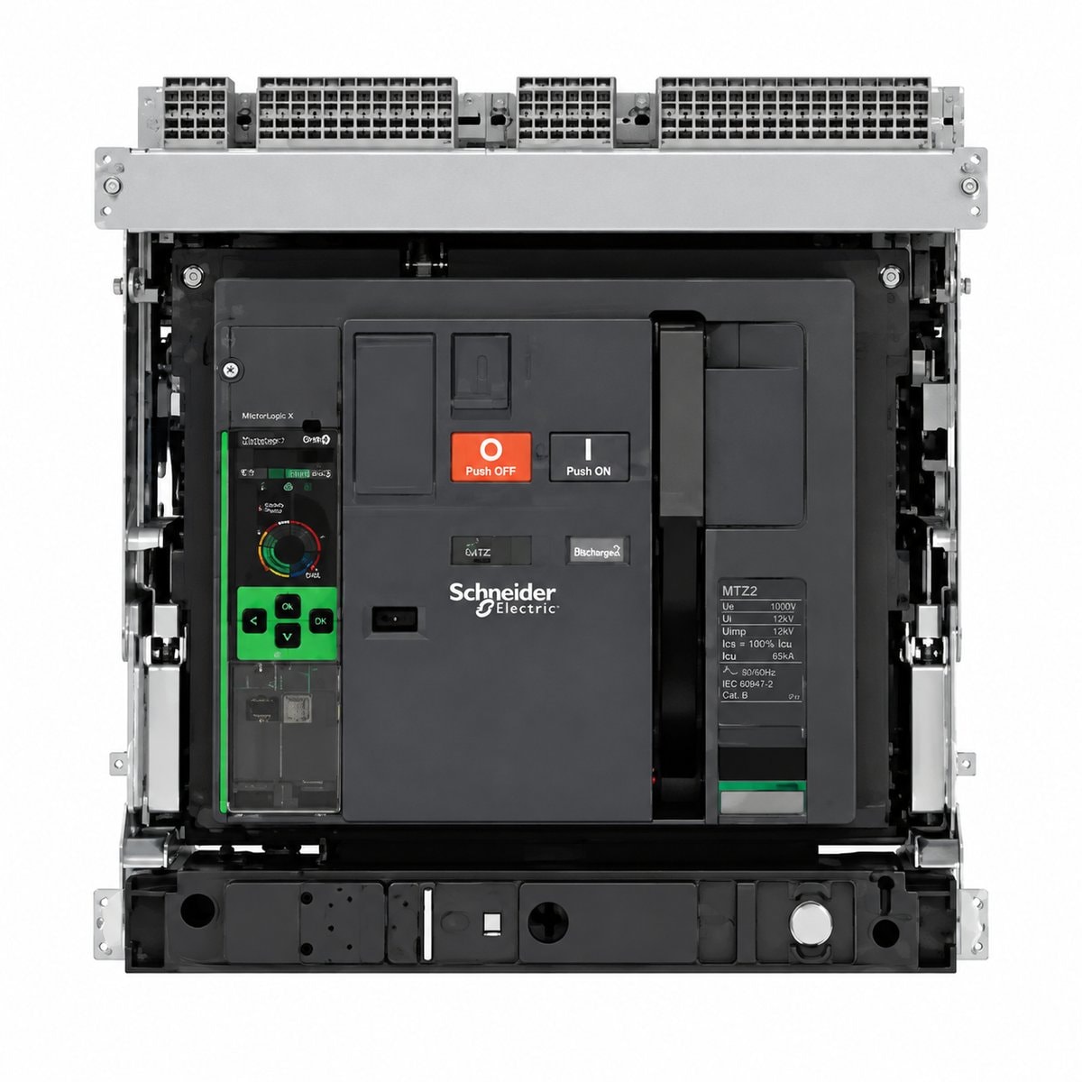 ACB MasterPacT MTZ2/MTZ3 Active 800-6300A Schneider trên nền trắng, ảnh sản phẩm chính diện