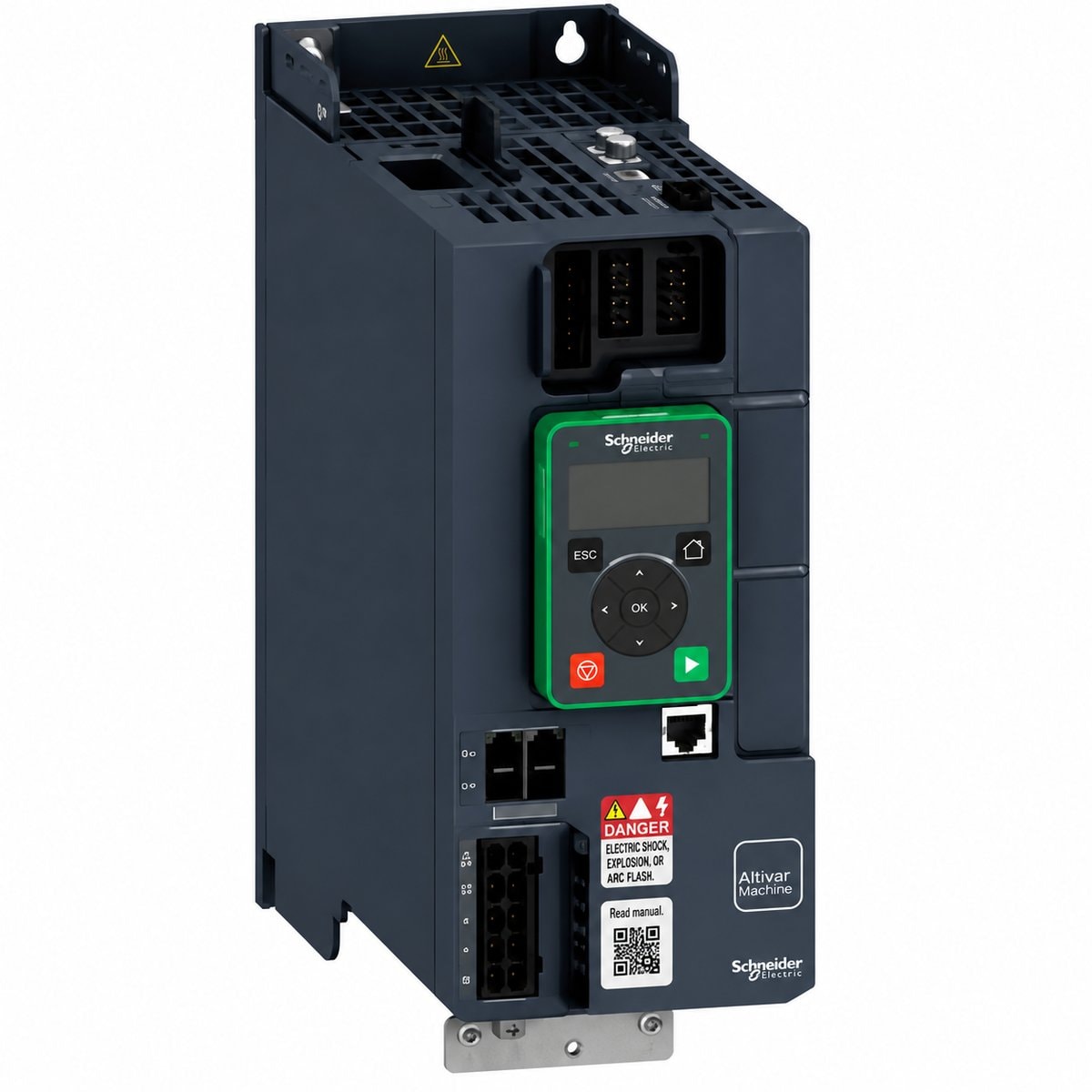 Biến tần Altivar Machine ATV340 Schneider trên nền trắng, ảnh sản phẩm chính diện