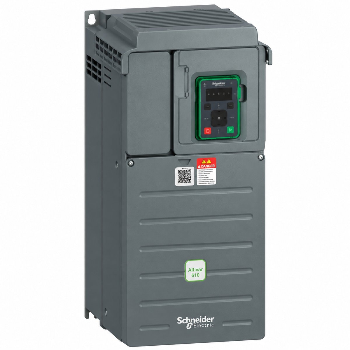 Biến tần Easy Altivar 610 Schneider trên nền trắng, ảnh sản phẩm chính diện