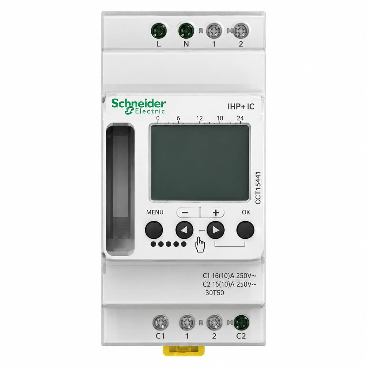 Acti9 - STI - IH - IHP - IC - CDM Schneider trên nền trắng, ảnh sản phẩm chính diện