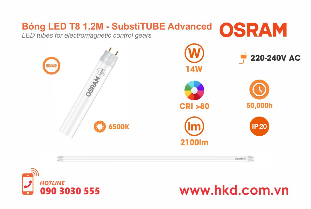 Bóng LED T8 1.2m 14W OSRAM LEDVANCE